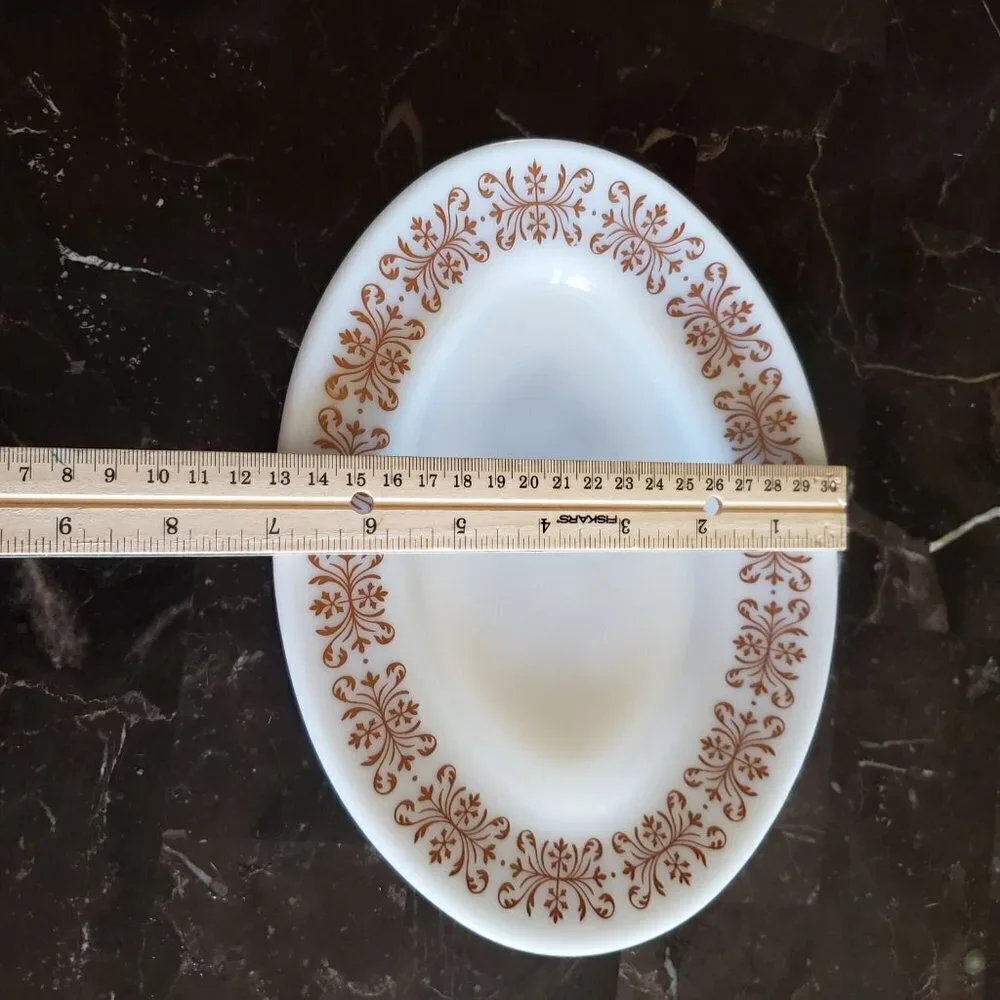 vintage PYREX Copper Filigree dinner plate 9